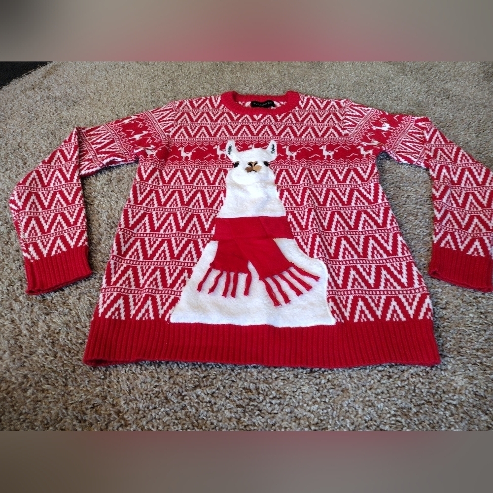 Blizzard Bay Ugly Christmas Fair isle Llama Pattern Sweater Small - Picture 5 of 12